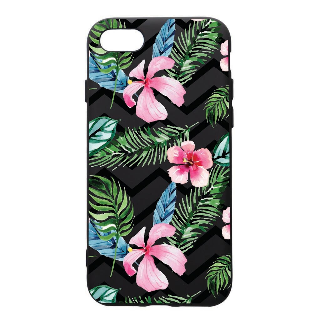 Husa de protectie Apple iPhone SE 2 / iPhone 8 / iPhone 7, Tropical, silicon, cu interiorul din material textil, protectie camera, PB49