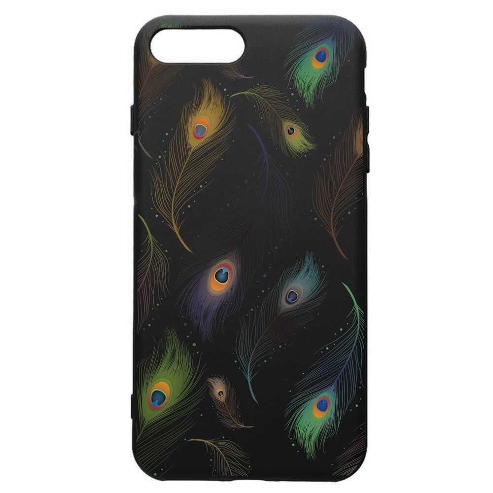 Husa de protectie Apple iPhone 8 Plus / iPhone 7 Plus, Peacock, silicon, cu interiorul din material textil, protectie camera, PB152