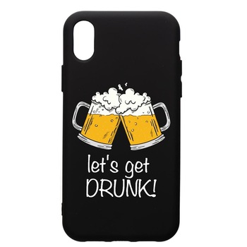Husa de protectie Apple iPhone XR, Lets Get Drunk, silicon, cu interiorul din material textil, protectie camera, PB170 Husa de protectie Apple iPhone XR, Lets Get Drunk, silicon, cu interiorul din material textil, protectie camera, PB170
