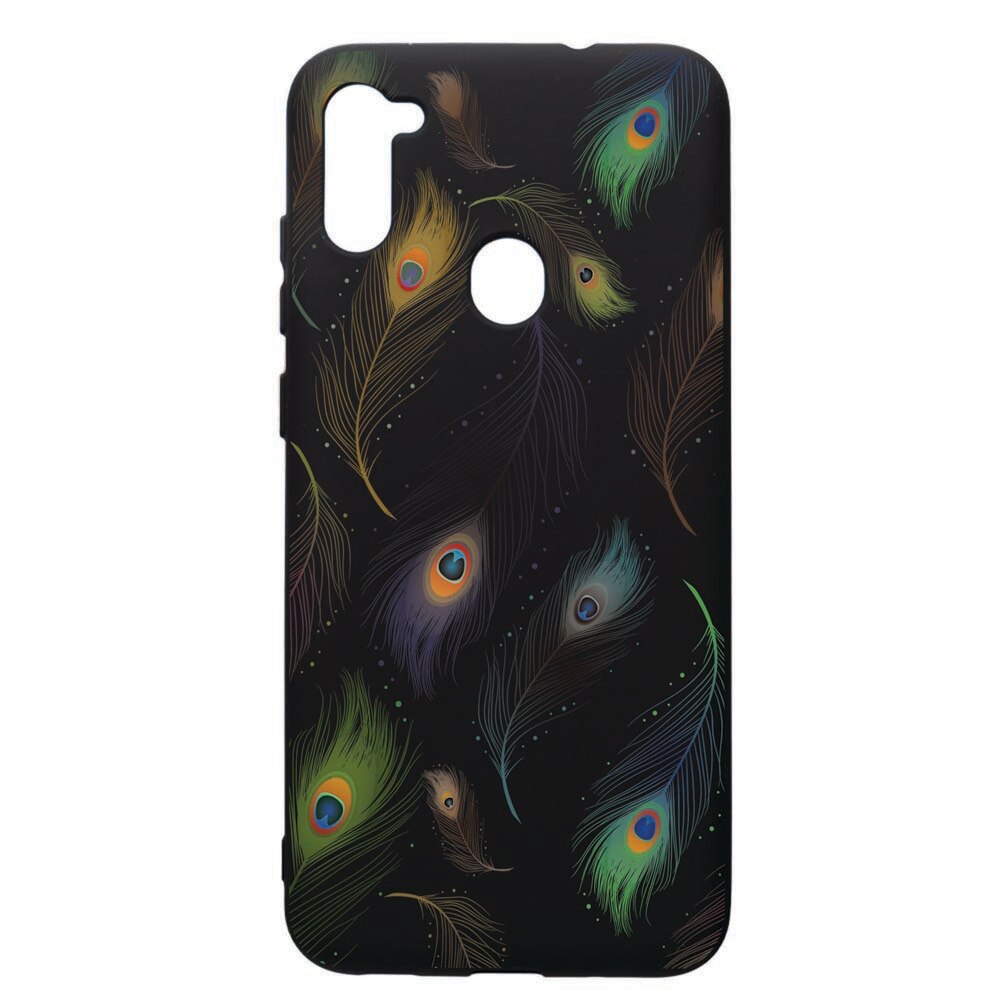 Husa de protectie Samsung Galaxy A11, Peacock, silicon, cu interiorul din material textil, protectie camera, PB152