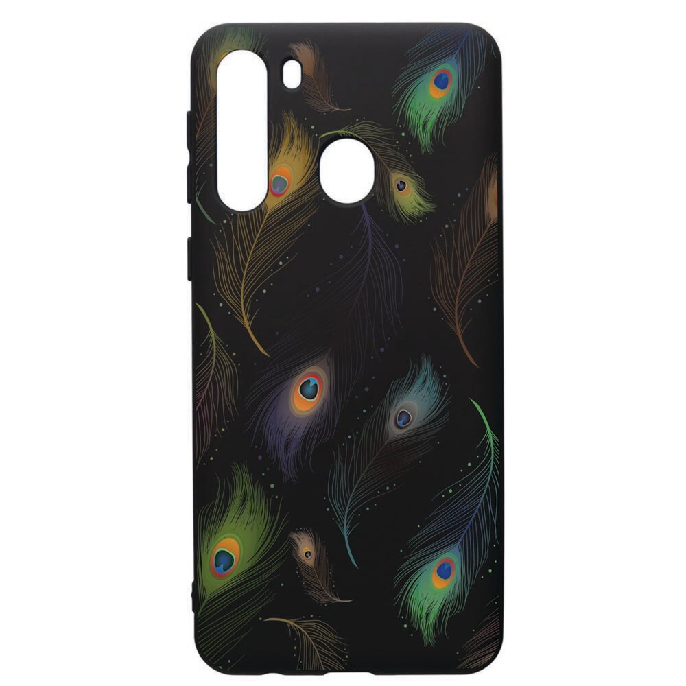 Husa de protectie Samsung Galaxy A21S, Peacock, silicon, cu interiorul din material textil, protectie camera, PB152