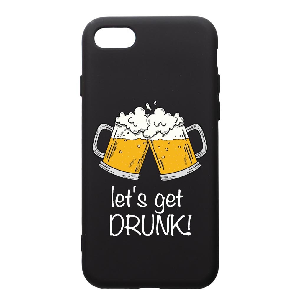 Husa de protectie Apple iPhone SE 2 / iPhone 8 / iPhone 7, Lets Get Drunk, silicon, cu interiorul din material textil, protectie camera, PB170