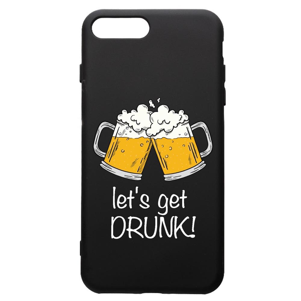 Husa de protectie Apple iPhone 8 Plus / iPhone 7 Plus, Lets Get Drunk, silicon, cu interiorul din material textil, protectie camera, PB170