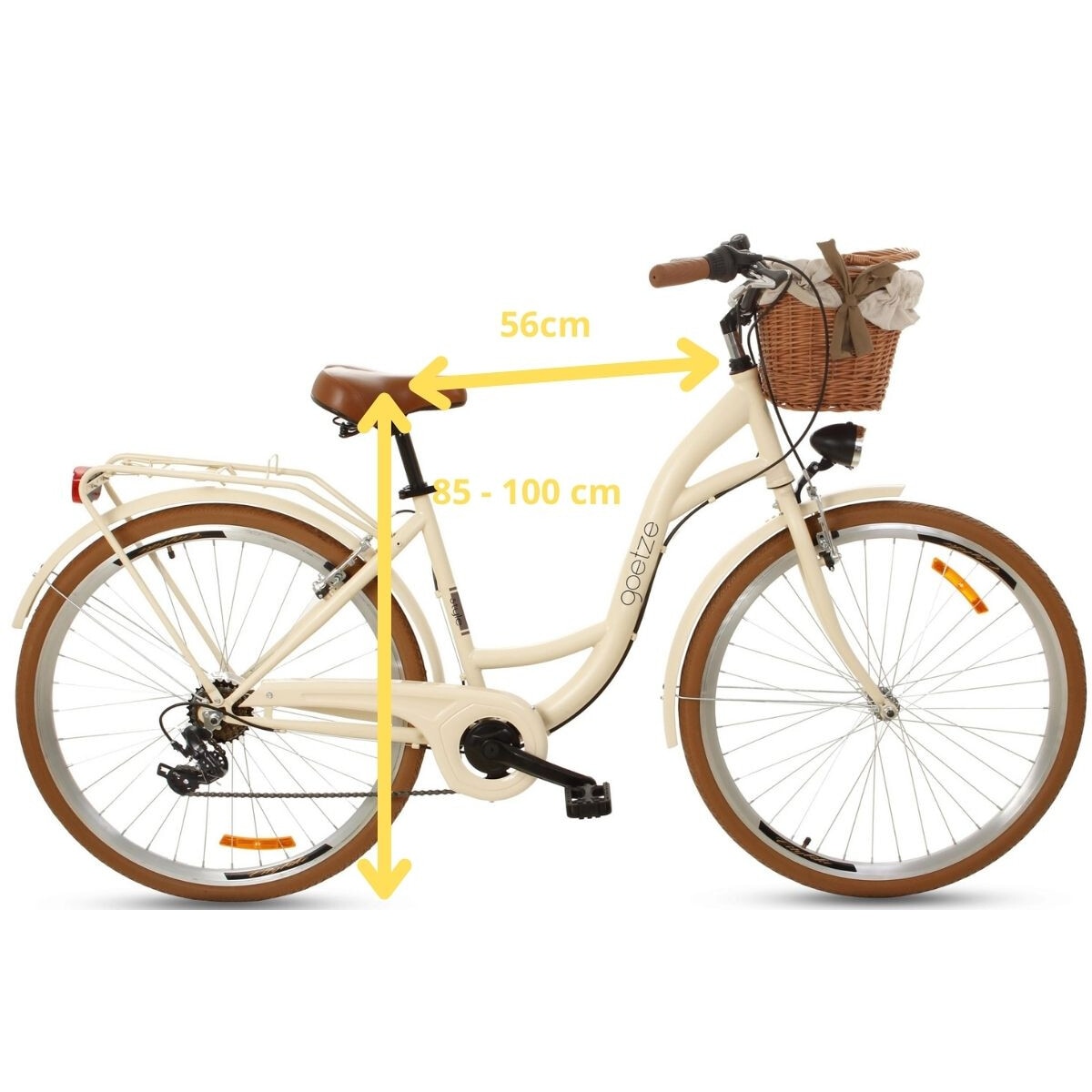 Bicicleta Dama Goetze® Mood, viteze, Roti din aluminiu marimea 160-185 cm inaltime, Cos de Lumini cu leduri - eMAG.ro