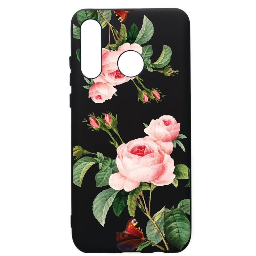 Husa de protectie Huawei P30 Lite, Rose, silicon, cu interiorul din material textil, protectie camera, PB172