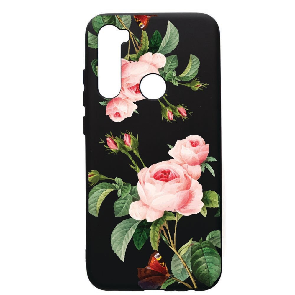 Husa de protectie Xiaomi Redmi Note 8, Rose, silicon, cu interiorul din material textil, protectie camera, PB172