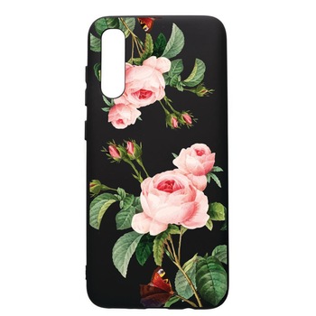 Husa de protectie Samsung Galaxy A50, Rose, silicon, cu interiorul din material textil, protectie camera, PB172 Husa de protectie Samsung Galaxy A50, Rose, silicon, cu interiorul din material textil, protectie camera, PB172