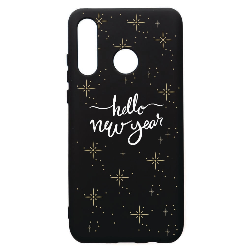 Husa de protectie Huawei P30 Lite, Hello New Year, silicon, cu interiorul din material textil, protectie camera, PB173