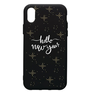 Husa de protectie Huawei Y5 2019, Hello New Year, silicon, cu interiorul din material textil, protectie camera, PB173 Husa de protectie Huawei Y5 2019, Hello New Year, silicon, cu interiorul din material textil, protectie camera, PB173