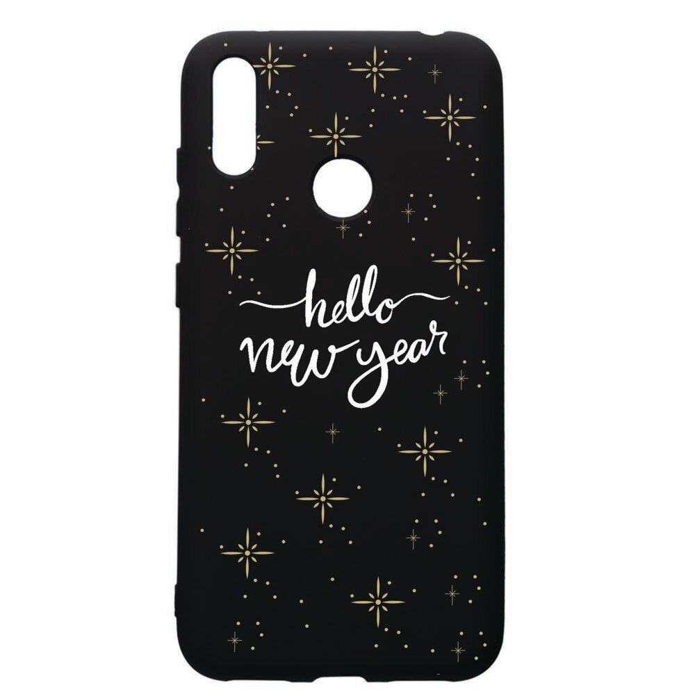 Husa de protectie Huawei Y7 2019, Hello New Year, silicon, cu interiorul din material textil, protectie camera, PB173