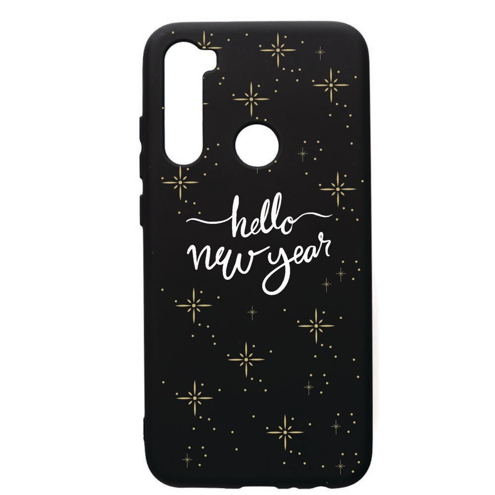 Husa de protectie Xiaomi Redmi Note 8, Hello New Year, silicon, cu interiorul din material textil, protectie camera, PB173