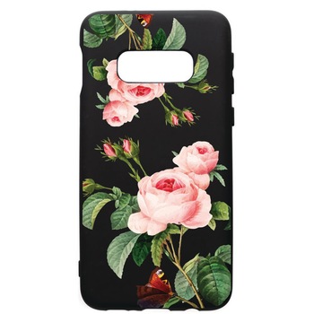 Husa de protectie Samsung Galaxy S10E, Rose, silicon, cu interiorul din material textil, protectie camera, PB172 Husa de protectie Samsung Galaxy S10E, Rose, silicon, cu interiorul din material textil, protectie camera, PB172