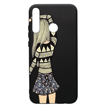Husa de protectie Huawei P40 Lite E / Y7p, Girl, silicon, cu interiorul din material textil, protectie camera, PB187 Husa de protectie Huawei P40 Lite E / Y7p, Girl, silicon, cu interiorul din material textil, protectie camera, PB187