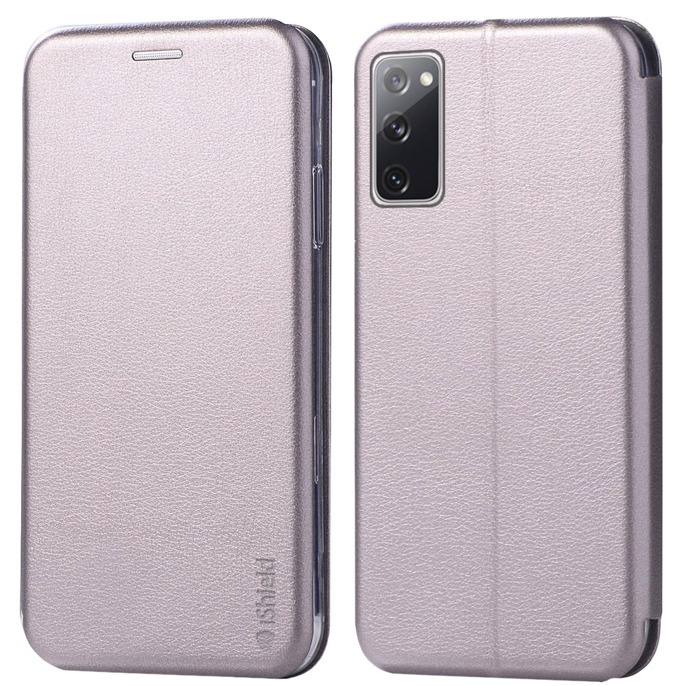 Husa carte pentru Samsung S20 FE (Fan Edition) - Flip Book cu magnet integrat, buzunar interior, piele eco, iShield - SILVER