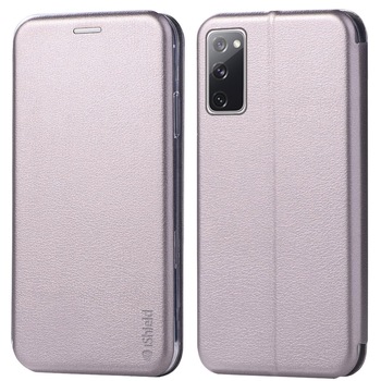 Husa carte pentru Samsung S20 FE (Fan Edition) - Flip Book cu magnet integrat, buzunar interior, piele eco, iShield - SILVER Husa carte pentru Samsung S20 FE (Fan Edition) - Flip Book cu magnet integrat, buzunar interior, piele eco, iShield - SILVER