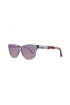 Diesel, Ochelari de soare cat-eye cu aplicatii din denim, Albastru lavanda/Alb/Maro, 59-14-140 Standard Diesel, Ochelari de soare cat-eye cu aplicatii din denim, Albastru lavanda/Alb/Maro, 59-14-140 Standard