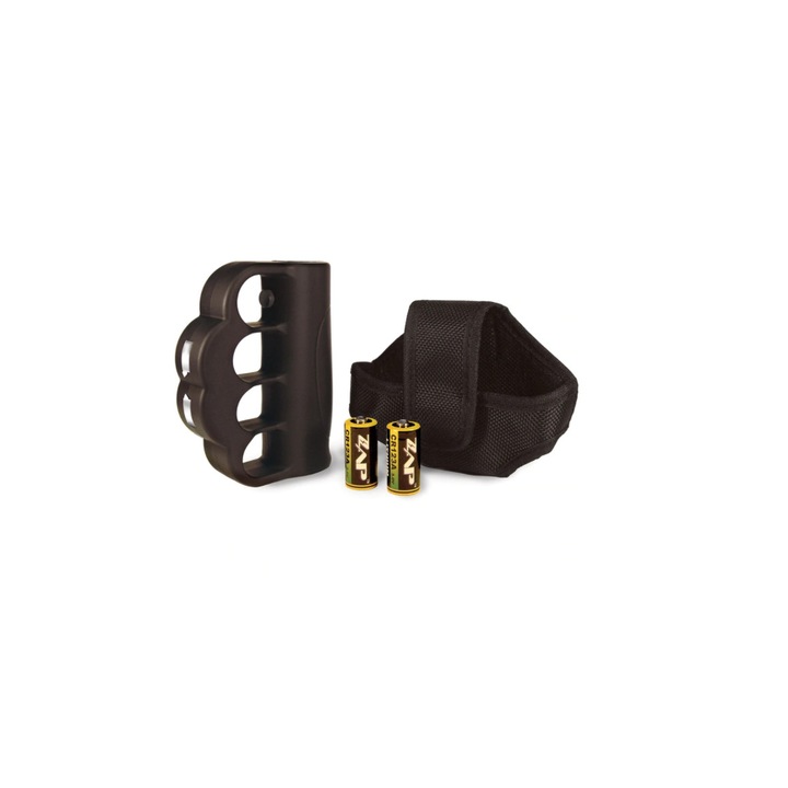 Electrosoc tip Pumnal si Lanterna KlaussTech, Acumulator propriu, Incarcator, Negru