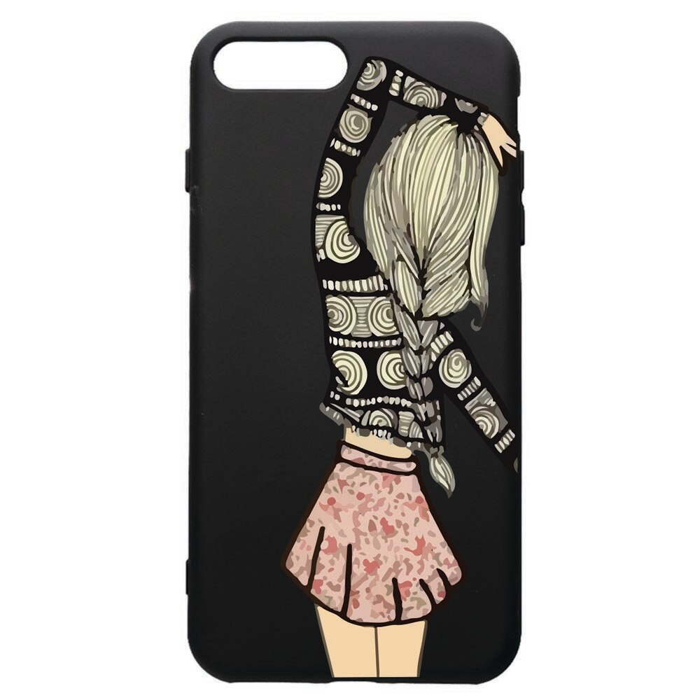 Husa de protectie Apple iPhone 8 Plus / iPhone 7 Plus, Girl, silicon, cu interiorul din material textil, protectie camera, PB188