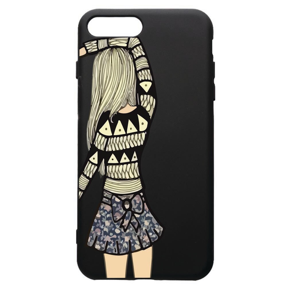 Husa de protectie Apple iPhone 8 Plus / iPhone 7 Plus, Girl, silicon, cu interiorul din material textil, protectie camera, PB187