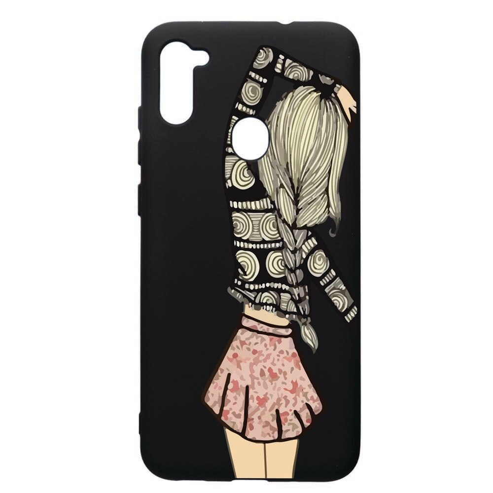 Husa de protectie Samsung Galaxy A11, Girl, silicon, cu interiorul din material textil, protectie camera, PB188