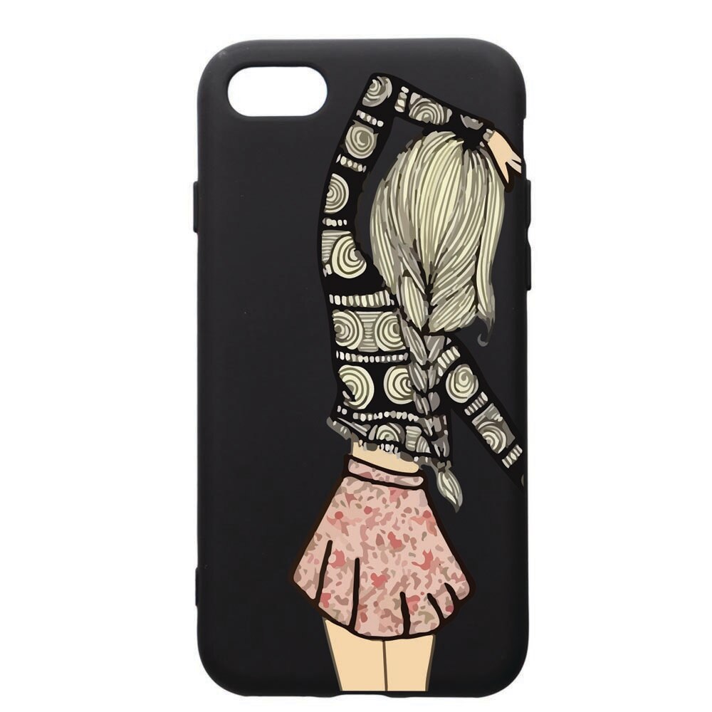 Husa de protectie Apple iPhone SE 2 / iPhone 8 / iPhone 7, Girl, silicon, cu interiorul din material textil, protectie camera, PB188