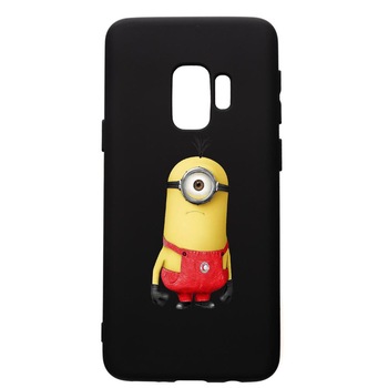 Husa de protectie Samsung Galaxy S9, Cartoon, Minion, silicon, cu interiorul din material textil, protectie camera, PB206 Husa de protectie Samsung Galaxy S9, Cartoon, Minion, silicon, cu interiorul din material textil, protectie camera, PB206