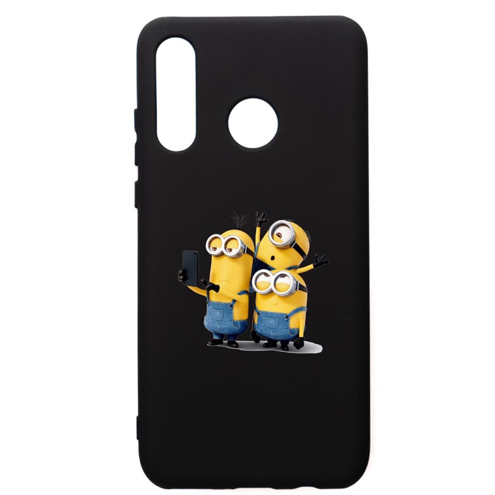 Husa de protectie Huawei P30 Lite, Minion, silicon, cu interiorul din material textil, protectie camera, PB207