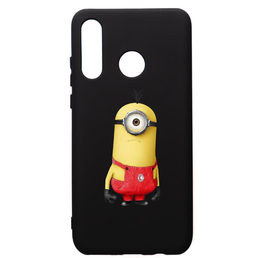Husa de protectie Huawei P30 Lite, Cartoon, Minion, silicon, cu interiorul din material textil, protectie camera, PB206