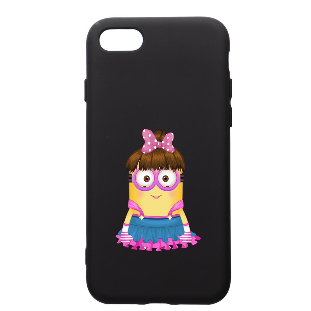 Husa de protectie Apple iPhone SE 2 / iPhone 8 / iPhone 7, Minion, Girl, silicon, cu interiorul din material textil, protectie camera, PB208