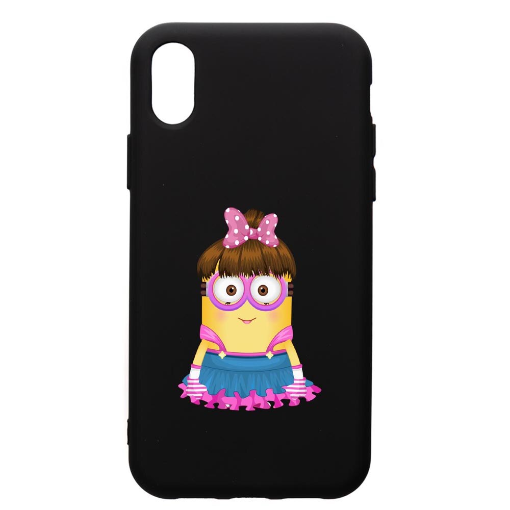 Husa de protectie Apple iPhone XS / iPhone X, Minion, Girl, silicon, cu interiorul din material textil, protectie camera, PB208