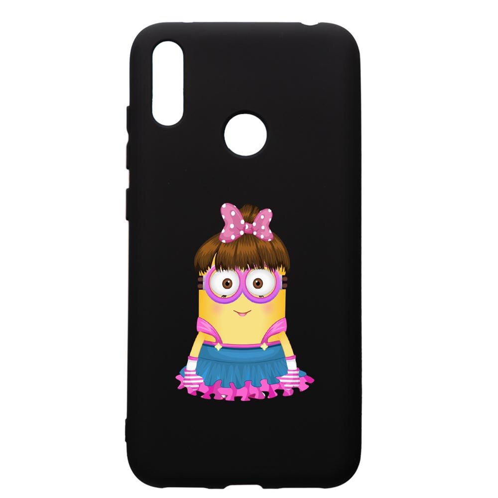 Husa de protectie Huawei Y7 2019, Minion, Girl, silicon, cu interiorul din material textil, protectie camera, PB208
