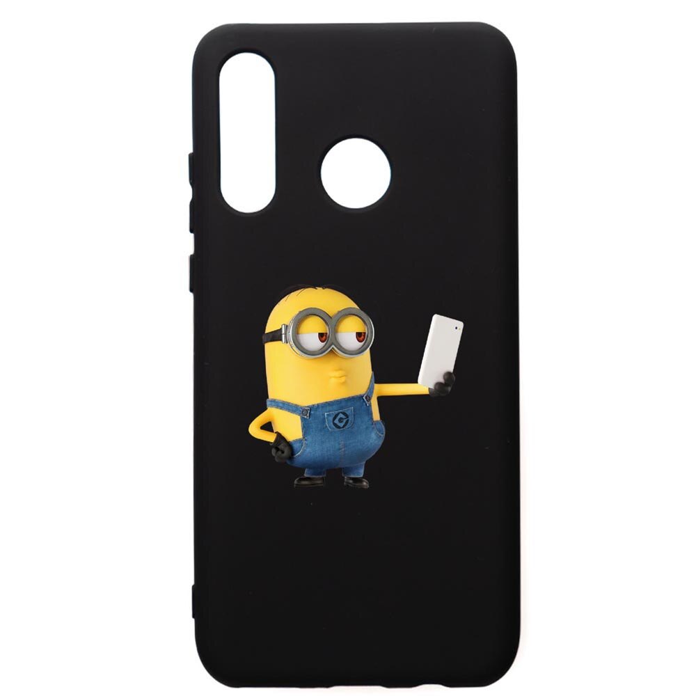 Husa de protectie Huawei P30 Lite, Minion Selfie, silicon, cu interiorul din material textil, protectie camera, PB211