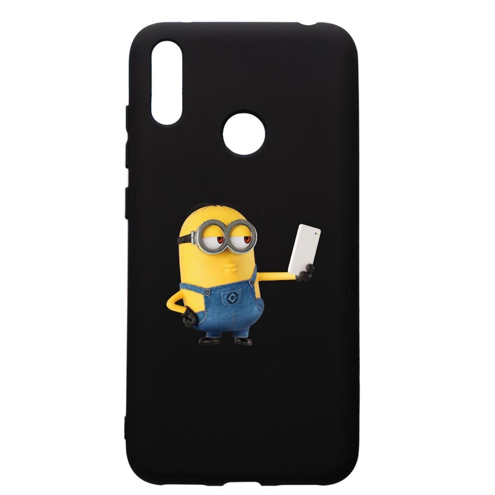Husa de protectie Huawei Y7 2019, Minion Selfie, silicon, cu interiorul din material textil, protectie camera, PB211