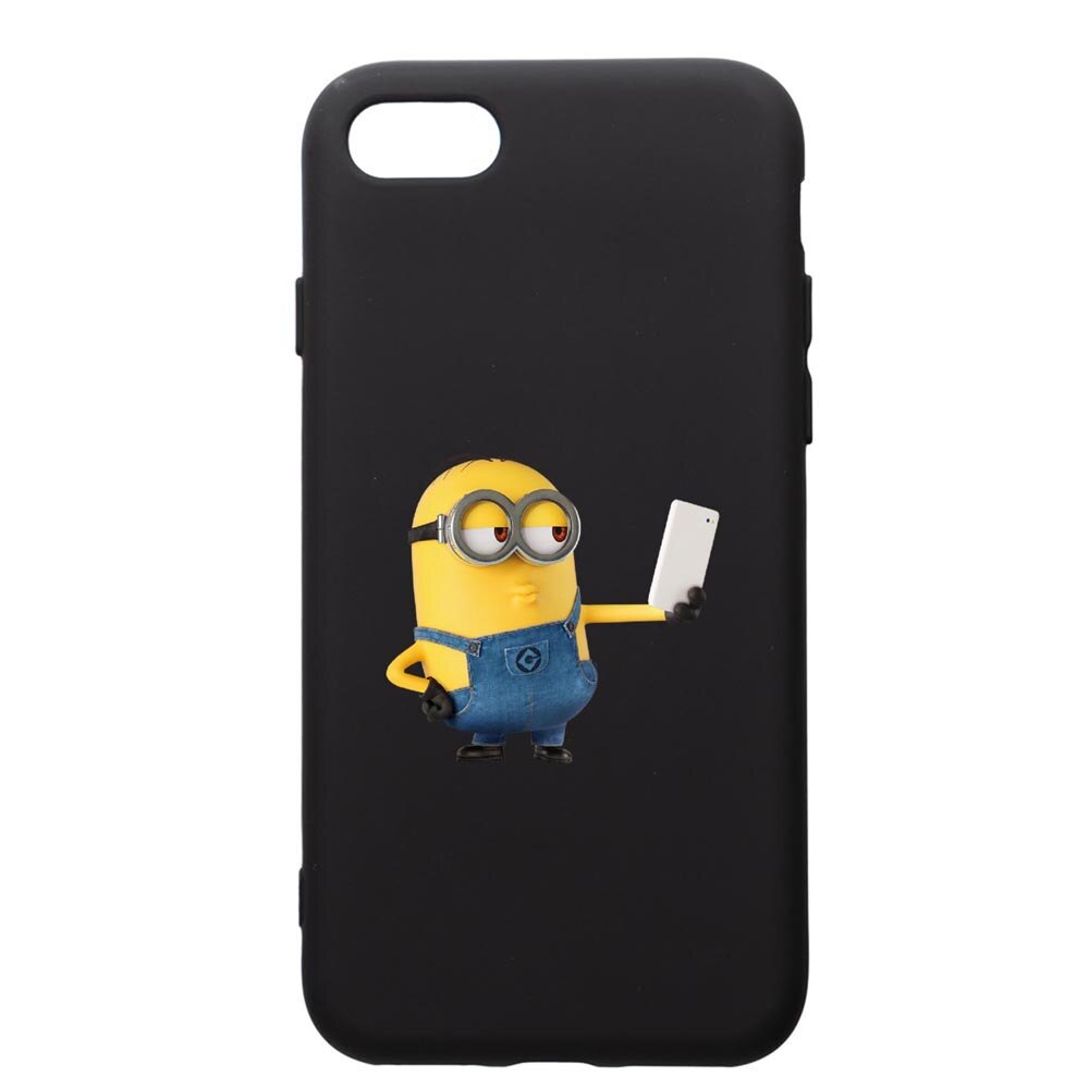Husa de protectie Apple iPhone SE 2 / iPhone 8 / iPhone 7, Minion Selfie, silicon, cu interiorul din material textil, protectie camera, PB211