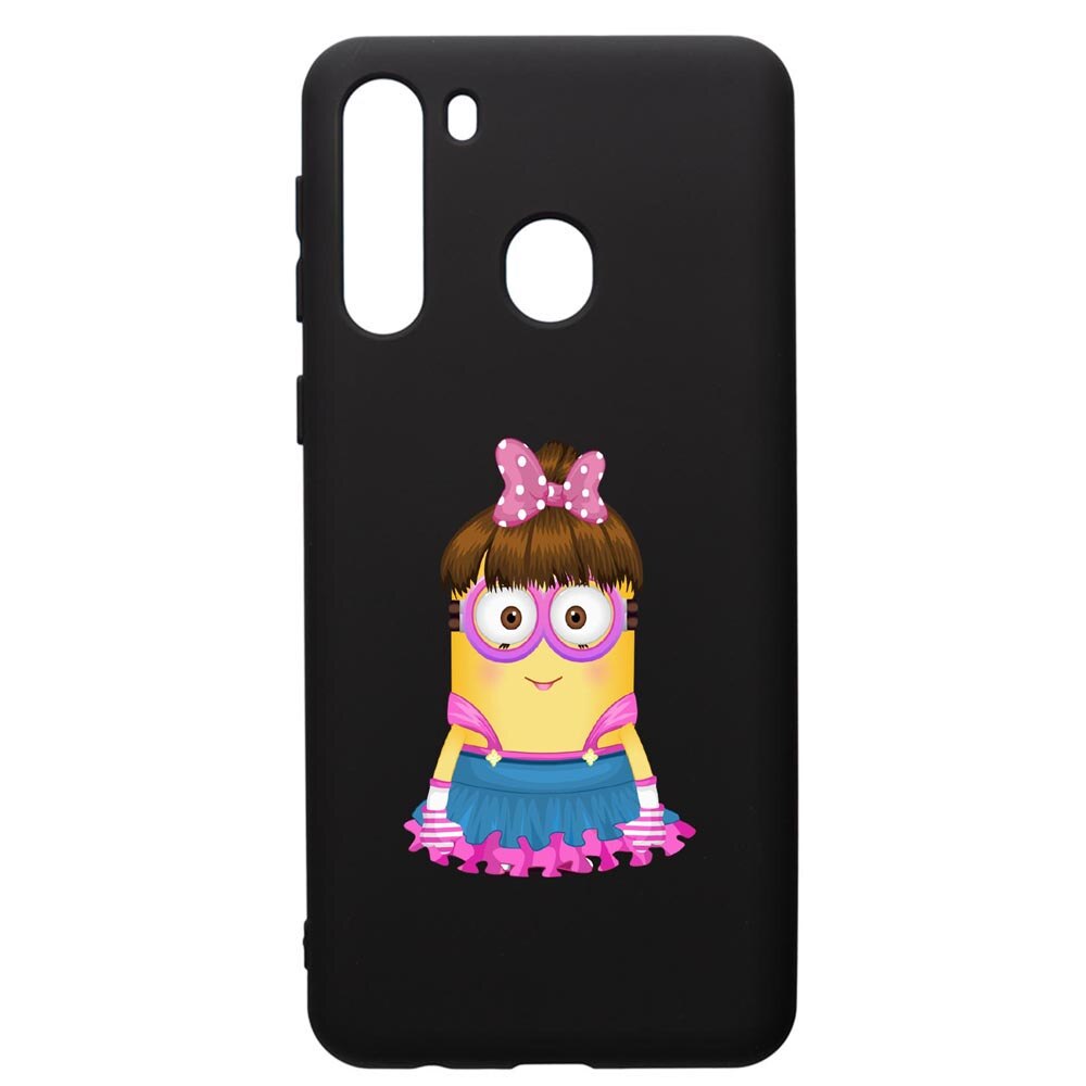 Husa de protectie Samsung Galaxy A21S, Minion, Girl, silicon, cu interiorul din material textil, protectie camera, PB208