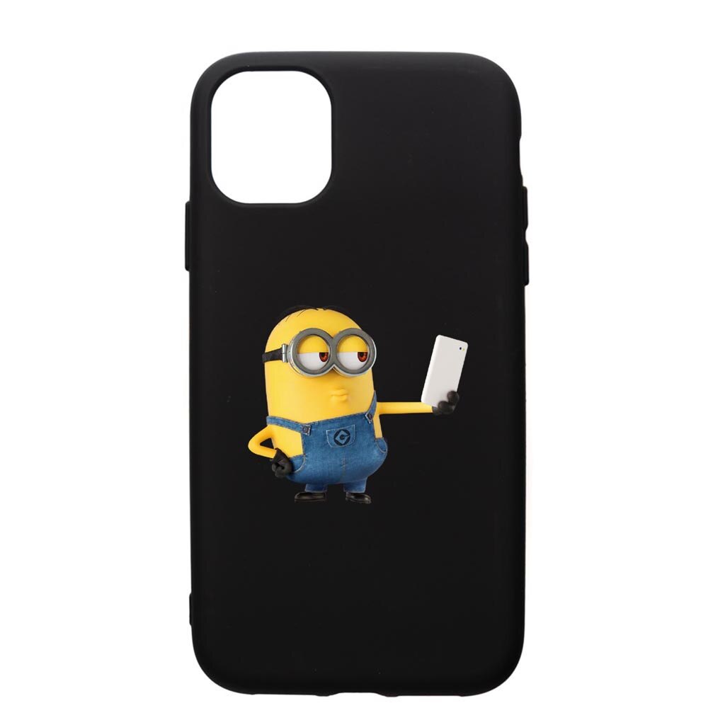 Husa de protectie Apple iPhone 12, Minion Selfie, silicon, cu interiorul din material textil, protectie camera, PB211