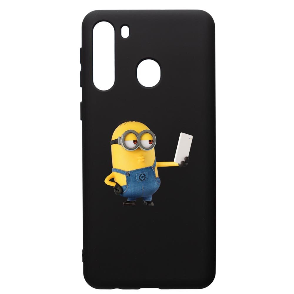 Husa de protectie Samsung Galaxy A21S, Minion Selfie, silicon, cu interiorul din material textil, protectie camera, PB211