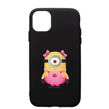 Husa de protectie Apple iPhone 12 Mini, Minion Girl, silicon, cu interiorul din material textil, protectie camera, PB213 Husa de protectie Apple iPhone 12 Mini, Minion Girl, silicon, cu interiorul din material textil, protectie camera, PB213