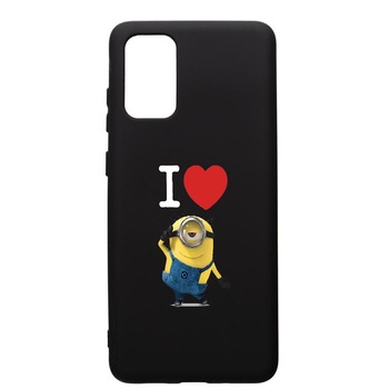 Husa de protectie Huawei P40, I Love Minion, silicon, cu interiorul din material textil, protectie camera, PB216 Husa de protectie Huawei P40, I Love Minion, silicon, cu interiorul din material textil, protectie camera, PB216
