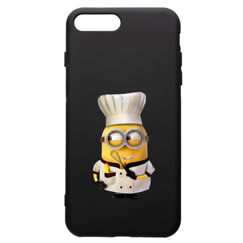 Husa de protectie Apple iPhone 8 Plus / iPhone 7 Plus, Minion Chef, silicon, cu interiorul din material textil, protectie camera, PB215