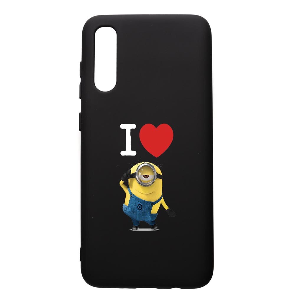 Husa de protectie Samsung Galaxy A50, I Love Minion, silicon, cu interiorul din material textil, protectie camera, PB216