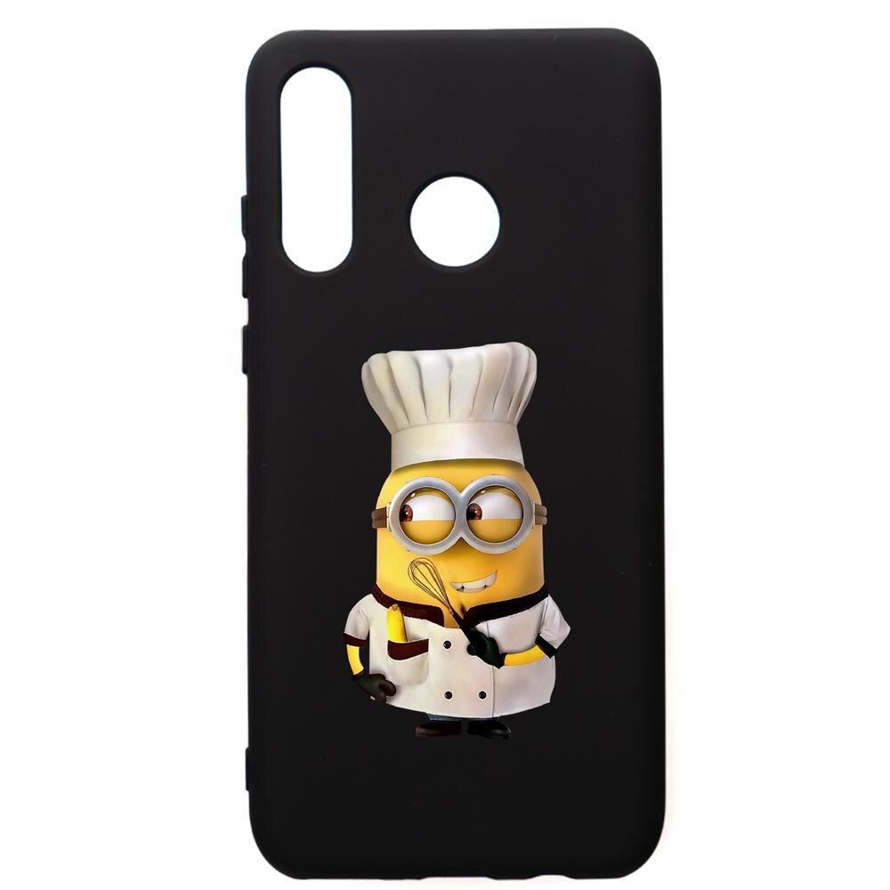Husa de protectie Huawei P30 Lite, Minion Chef, silicon, cu interiorul din material textil, protectie camera, PB215