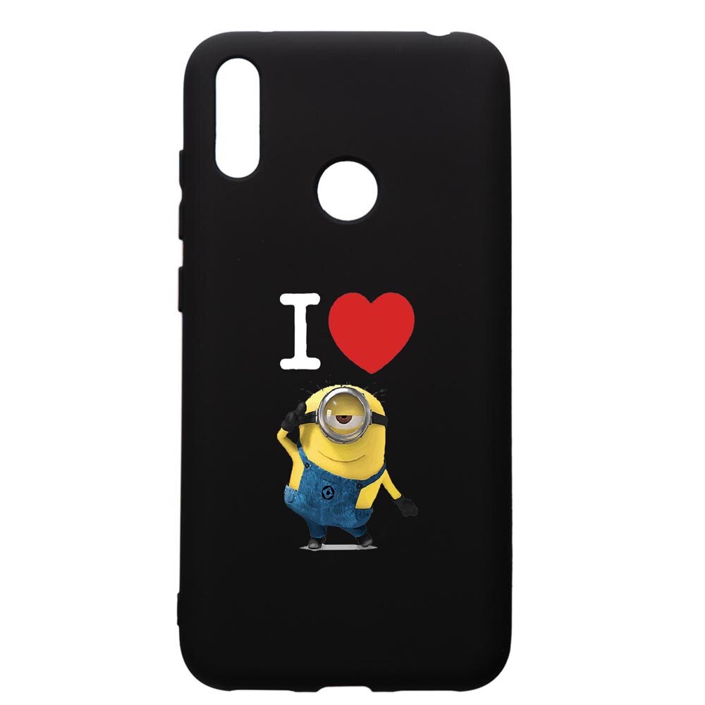 Husa de protectie Huawei Y7 2019, I Love Minion, silicon, cu interiorul din material textil, protectie camera, PB216