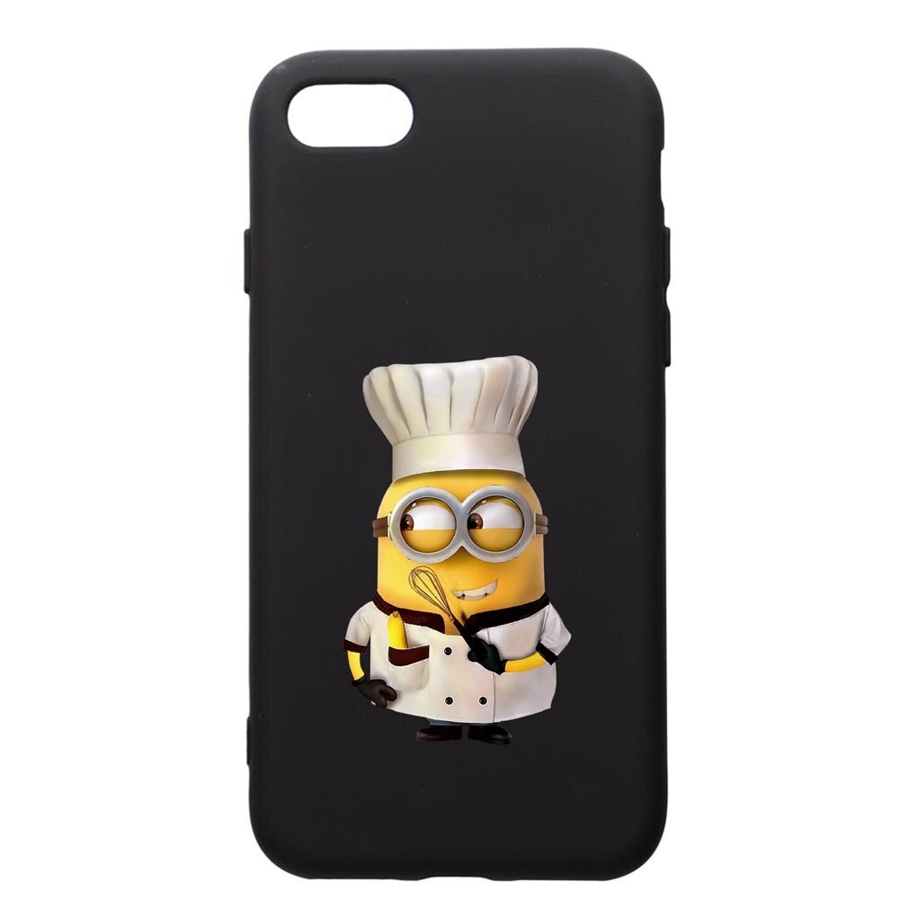 Husa de protectie Apple iPhone SE 2 / iPhone 8 / iPhone 7, Minion Chef, silicon, cu interiorul din material textil, protectie camera, PB215