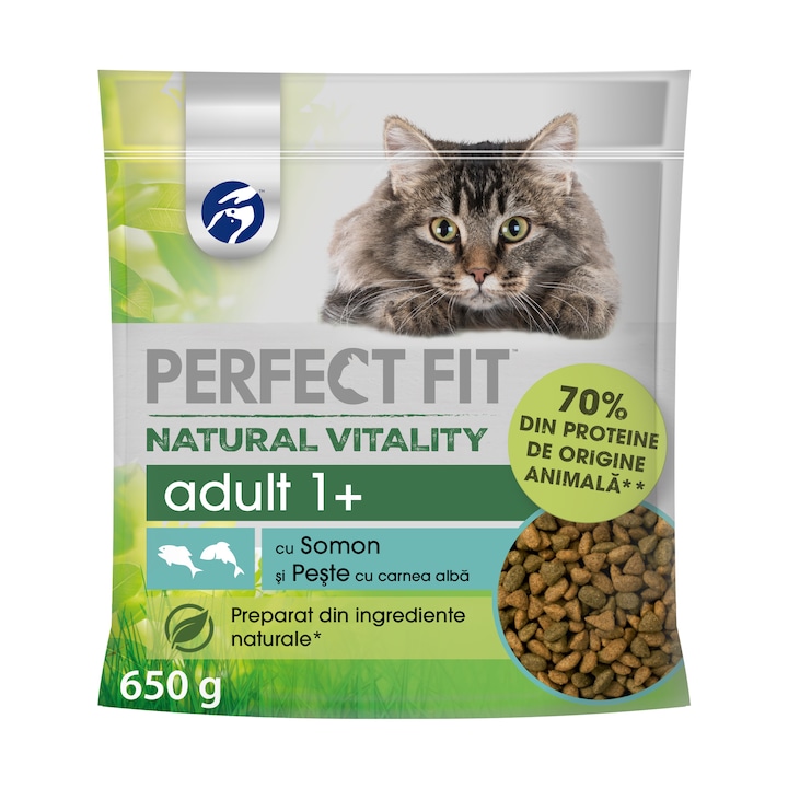 Hrana uscata pentru pisici Perfect Fit Nature Vital, Somon si peste alb, 650g