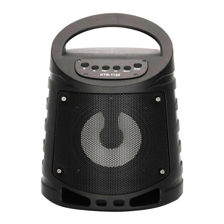 Boxa portabila elSales KTS-1122 cu Bluetooth, USB, card SD, lumina LED, radio FM, negru