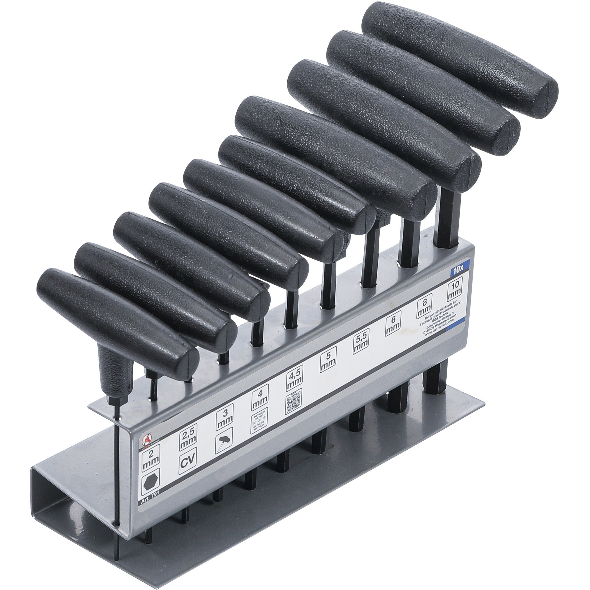 Trusa de surubelnite imbus cu maner T, hexagon intern 2 - 10 mm, 10 piese, BGS 791