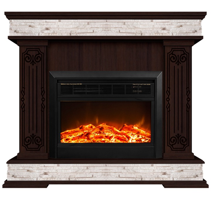 Semineu electric, Masomi, Patrik 26 & Marsel-26' 1600 W, Nuc negru, 114*95*34 cm