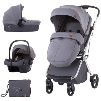 Carucior Chipolino Piruet 3 in 1 asphalt cu sezut rotativ Carucior Chipolino Piruet 3 in 1 asphalt cu sezut rotativ