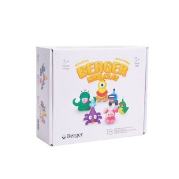 Set plastilina inteligenta Berger Kids Clay , 18 cutii , pasta de modelat, modelatoare, certificat non-toxic, Monsters, 270 g Set plastilina inteligenta Berger Kids Clay , 18 cutii , pasta de modelat, modelatoare, certificat non-toxic, Monsters, 270 g